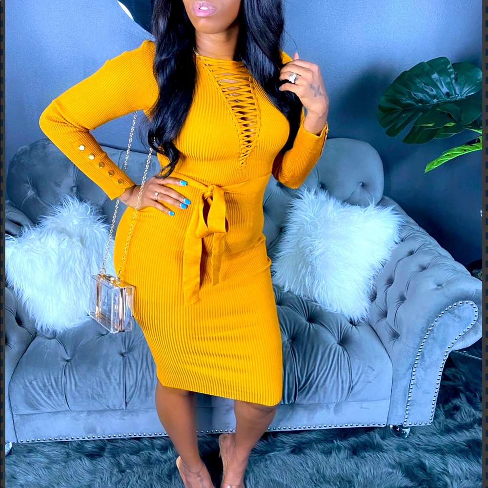 Mustard midi dress